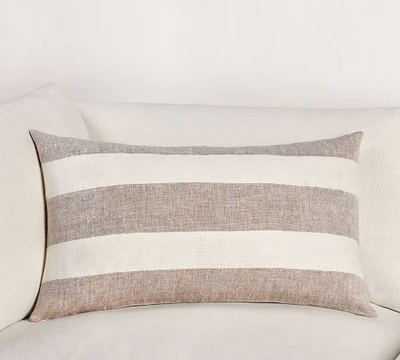 Bailly Belgian Flax Linen Striped Lumbar Pillow