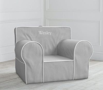 Oversized Gray with White Piping Anywhere Chair® Slipcover Only