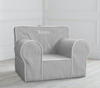 Oversized Gray with White Piping Anywhere Chair® Slipcover Only