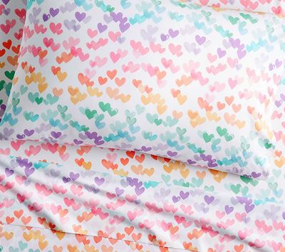 Retro Heart Organic Sheet Set & Pillowcases