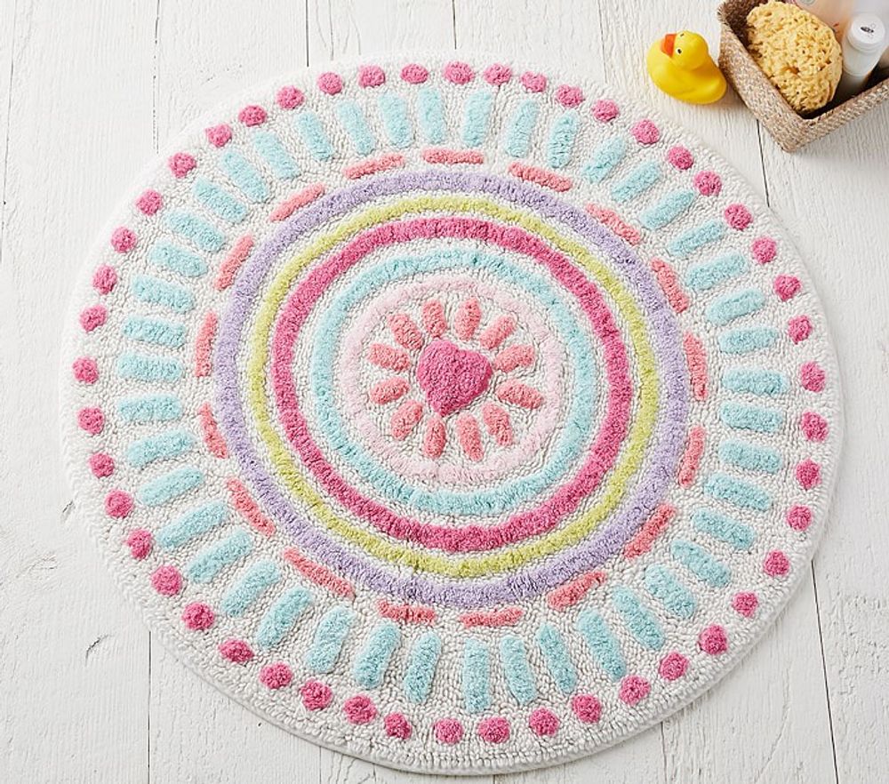 Heart Dot Round Bath Mat