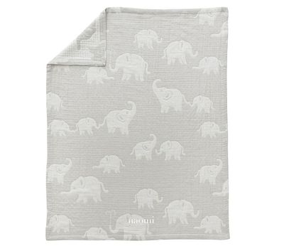 Jacquard Elephant Organic Muslin Baby Blanket
