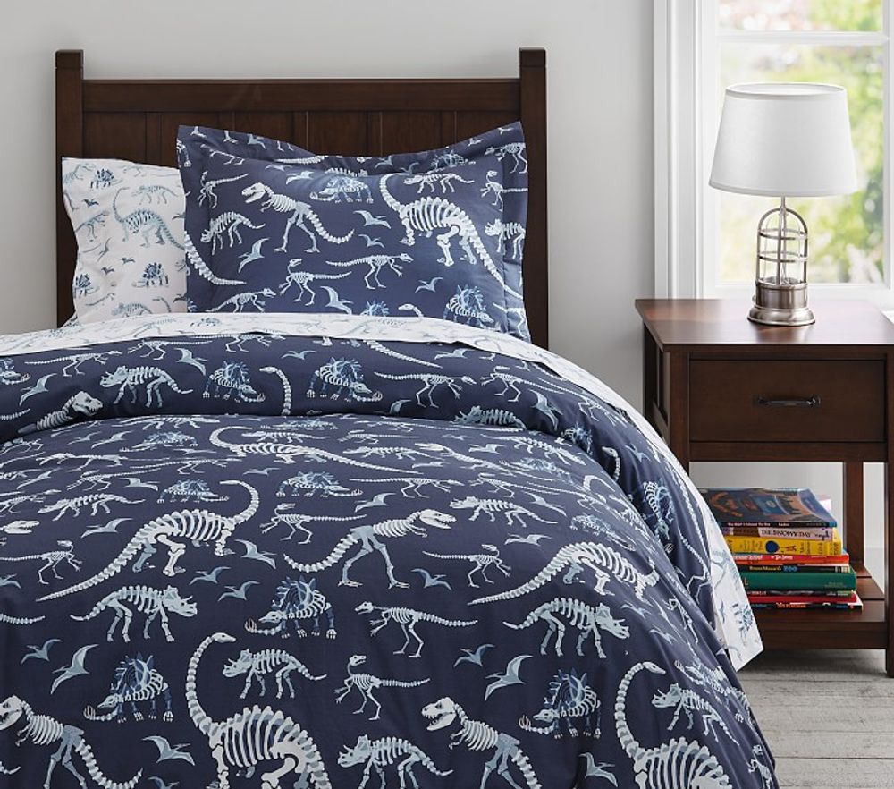 Dino Bones Glow-in-the-Dark Duvet Cover & Shams