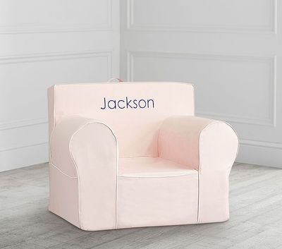 Oversized Blush with White Piping Anywhere Chair® Slipcover Only