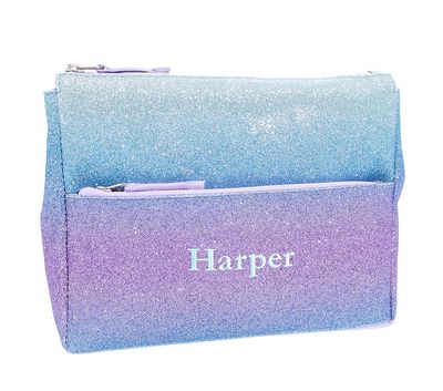 Mackenzie Lavender/Aqua Ombre Sparkle Glitter Supplies Pouch