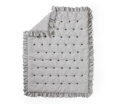 Emily & Meritt Striped Ruffle Embroidered Baby Quilt