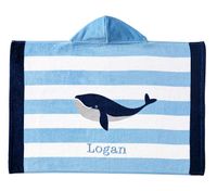 Whale Stripe Baby Beach Hooded Towel