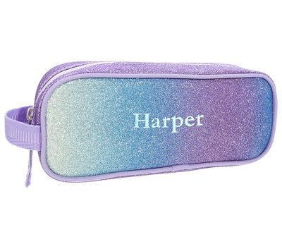 Mackenzie Lavender/Aqua Ombre Sparkle Glitter Pencil Case