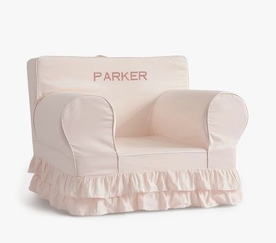 Oversized Blush Luxe Ruffle Anywhere Chair® Slipcover Only