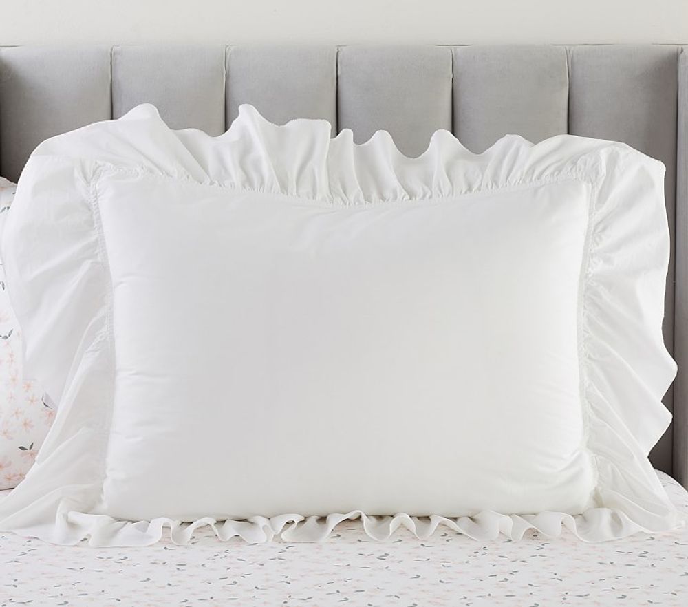 Washed Cotton Ruffle Organic Duvet Cover & Shams