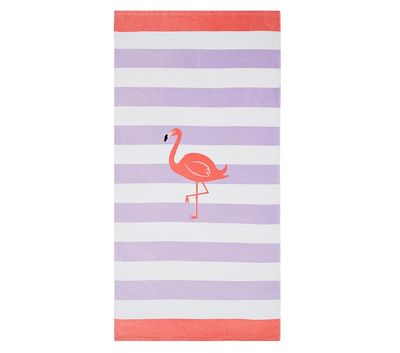 Flamingo Stripe Kid Beach Towel