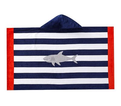 Shark Stripe Kid Beach Hooded Towel