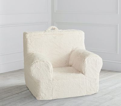 Ultra Plush Ivory Faux-Fur Anywhere Chair® Slipcover Only