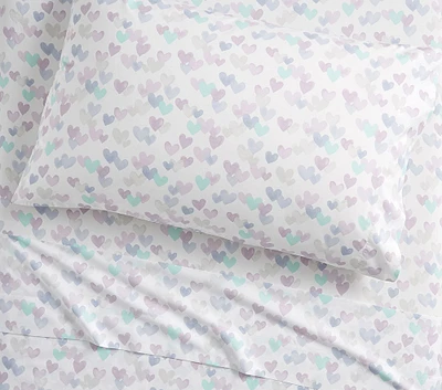 Retro Heart Organic Sheet Set & Pillowcases