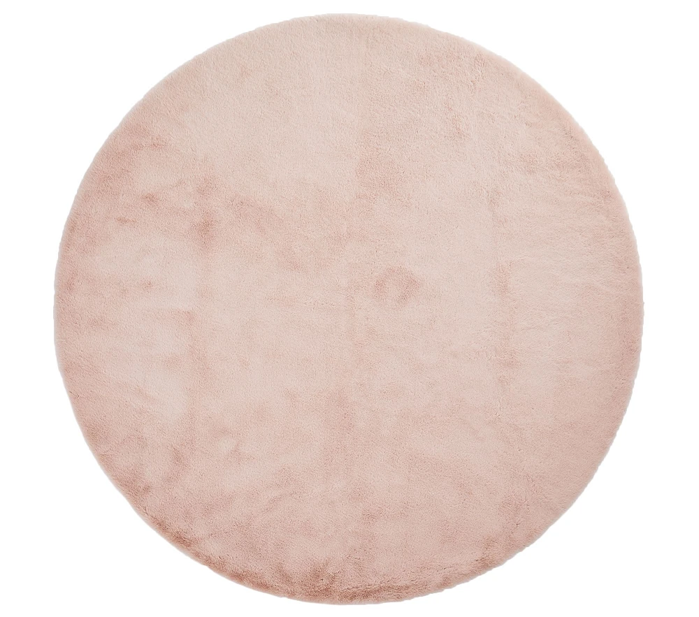 Machine Washable Faux Fur Nursery Round Rug