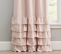 Open Box: Evelyn Linen Blend Ruffle Bottom Blackout Curtain