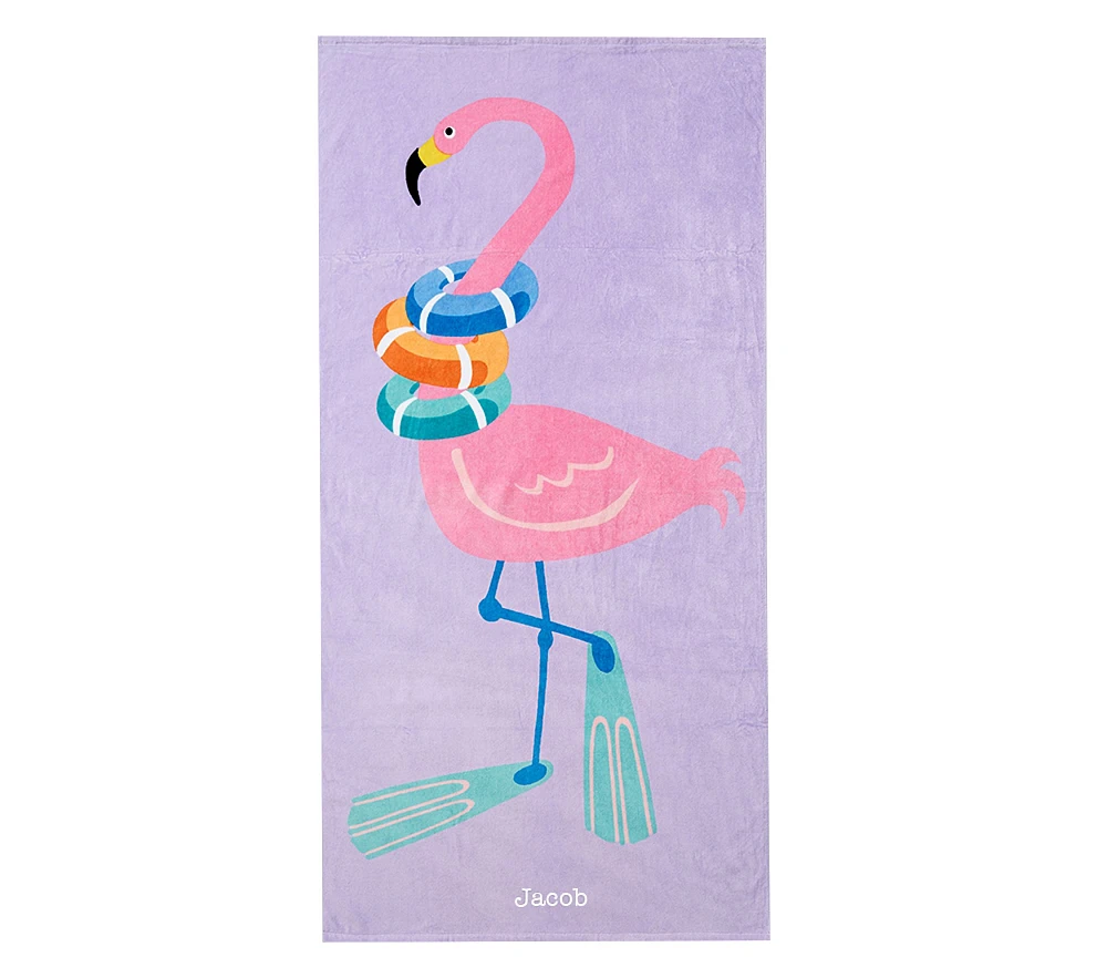 Flamingo Kid Beach Towel