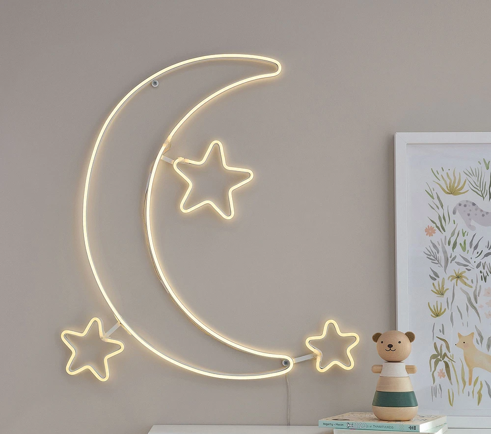 Moon And Stars Lit LED Decor