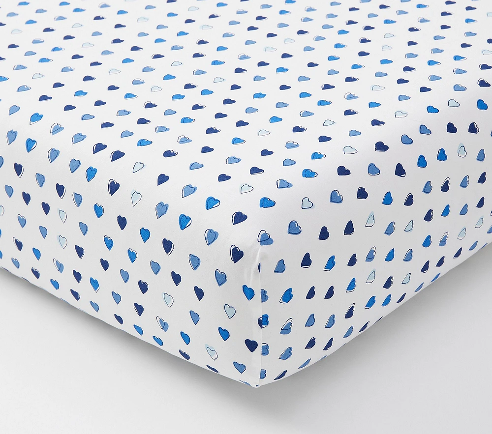 Roller Rabbit Multi Hearts Organic Crib Fitted Sheet