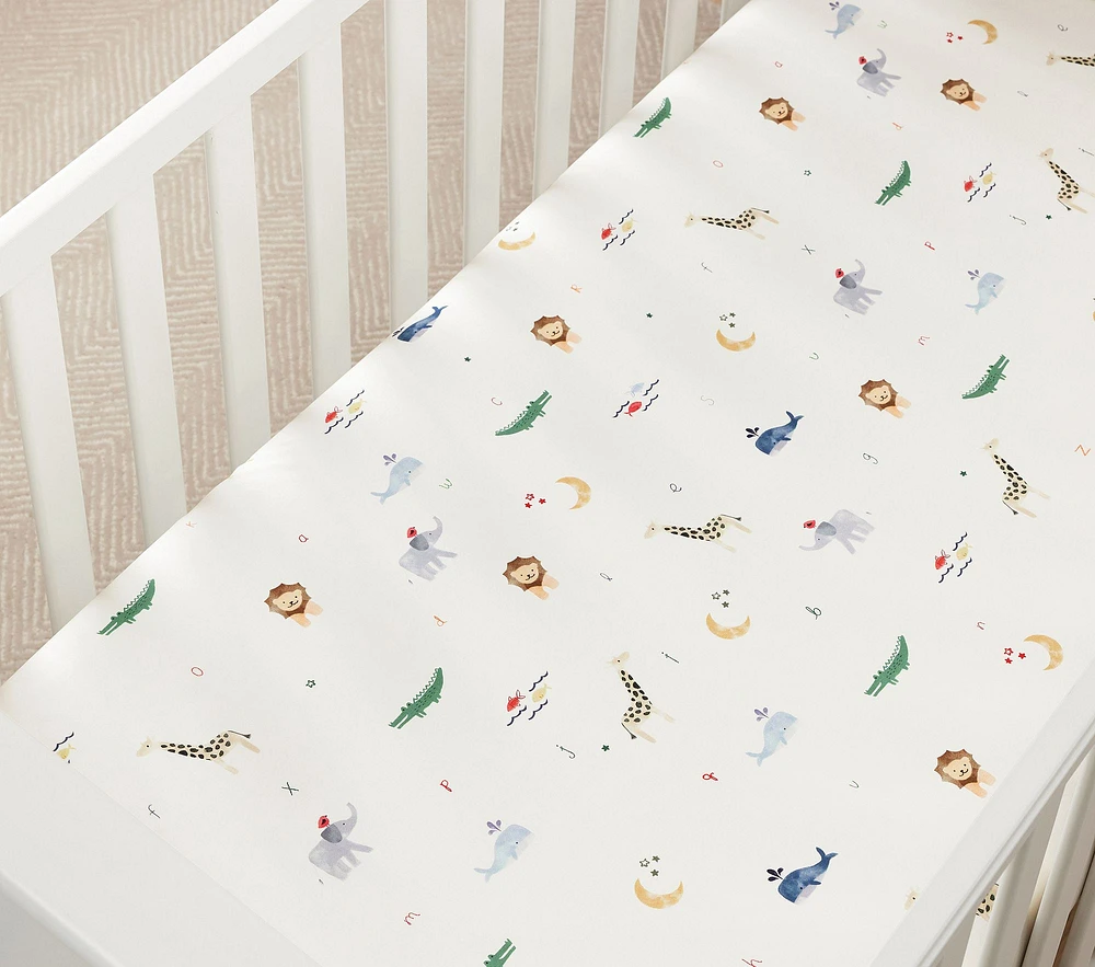 Animal ABC Organic Crib Fitted Sheet