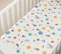 Space Organic Crib Fitted Sheet