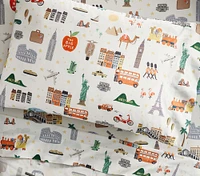 Rifle Paper Co. Globe Trotter Organic Toddler Bed Sheet Set