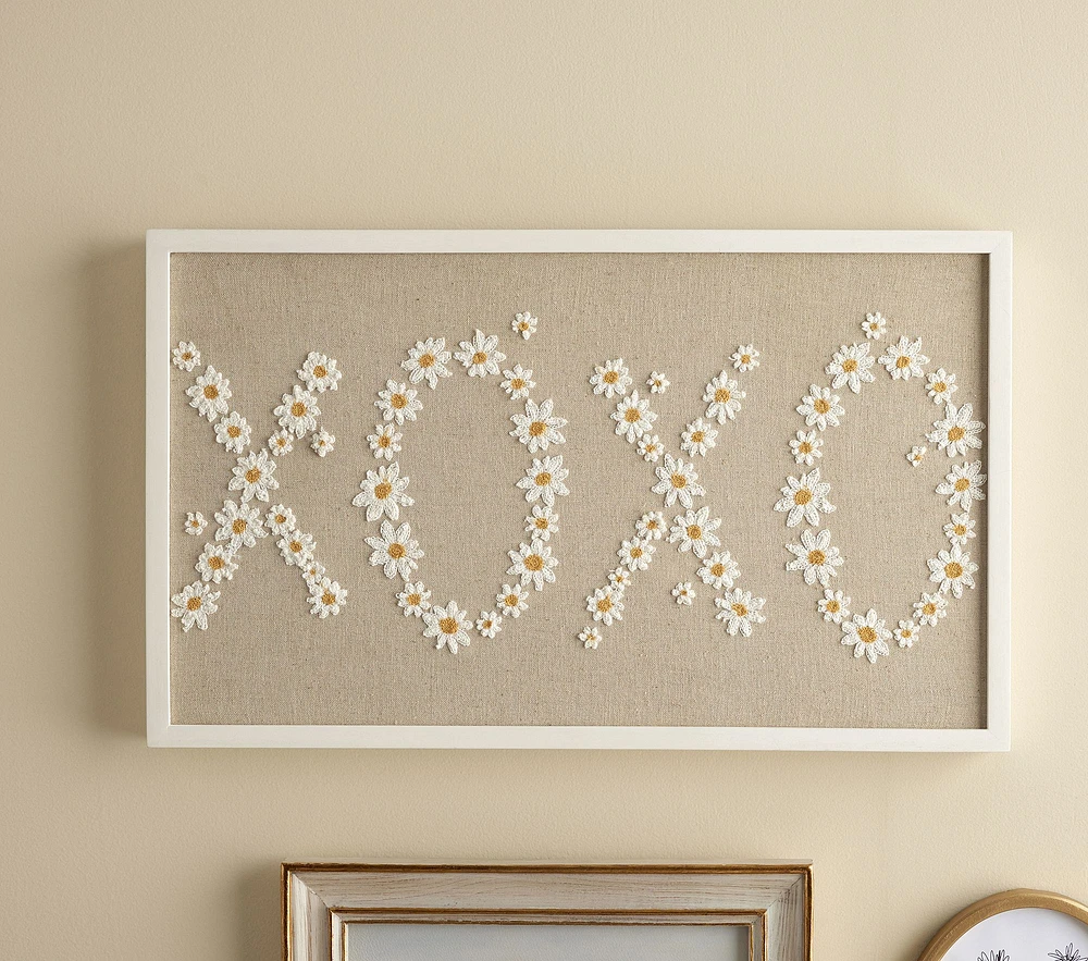 XOXO Embroidered Canvas Art