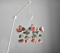 Felted Pink Roses Musical Baby Crib Mobile