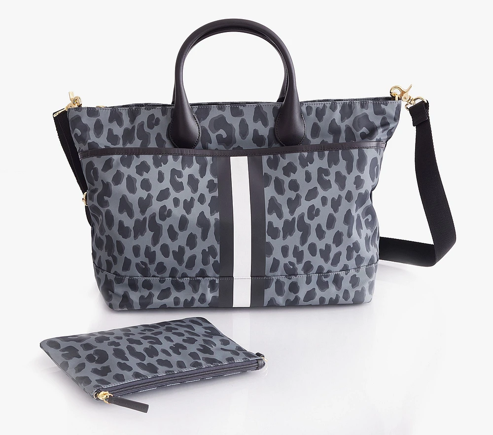 Black Leopard Nylon Diaper Tote