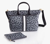 Black Leopard Nylon Diaper Tote