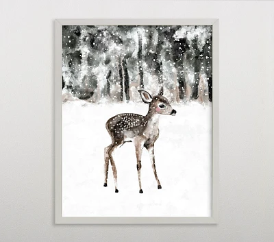 Limited Edition Minted® Winter Baby Animal Deer Art by Cass Loh