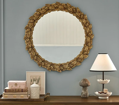 Chris Loves Julia Antique Gold Round Mirror (30")