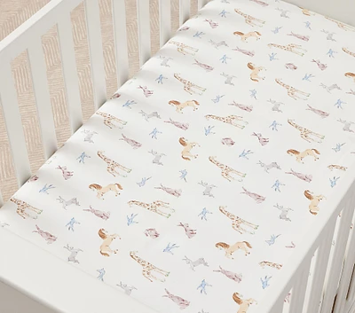 AERIN Animals Organic Crib Fitted Sheet