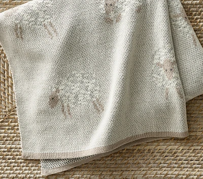 Intarsia Sheep Baby Blanket