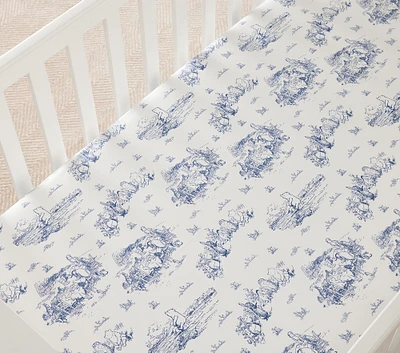 Disney's Winnie the Pooh Organic Toile Crib Fitted Sheet