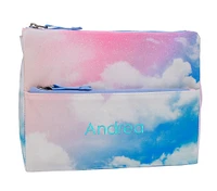 Mackenzie Rainbow Clouds Glitter Supplies Pouch