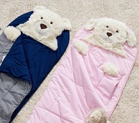 Navy Bear & Pink Puppy Shaggy Sleeping Bag Bundle