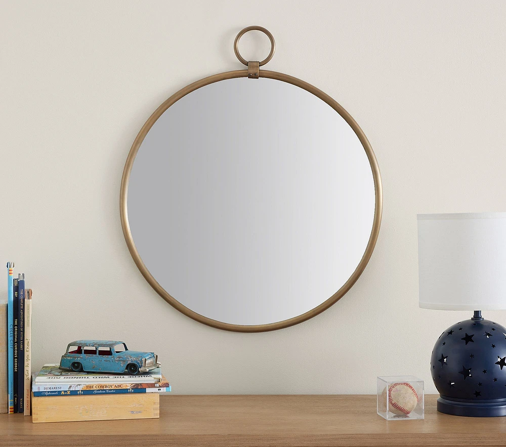 Antique Brass Ring Round Mirror (28")