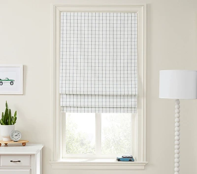 Woven Plaid Blackout Roman Shade