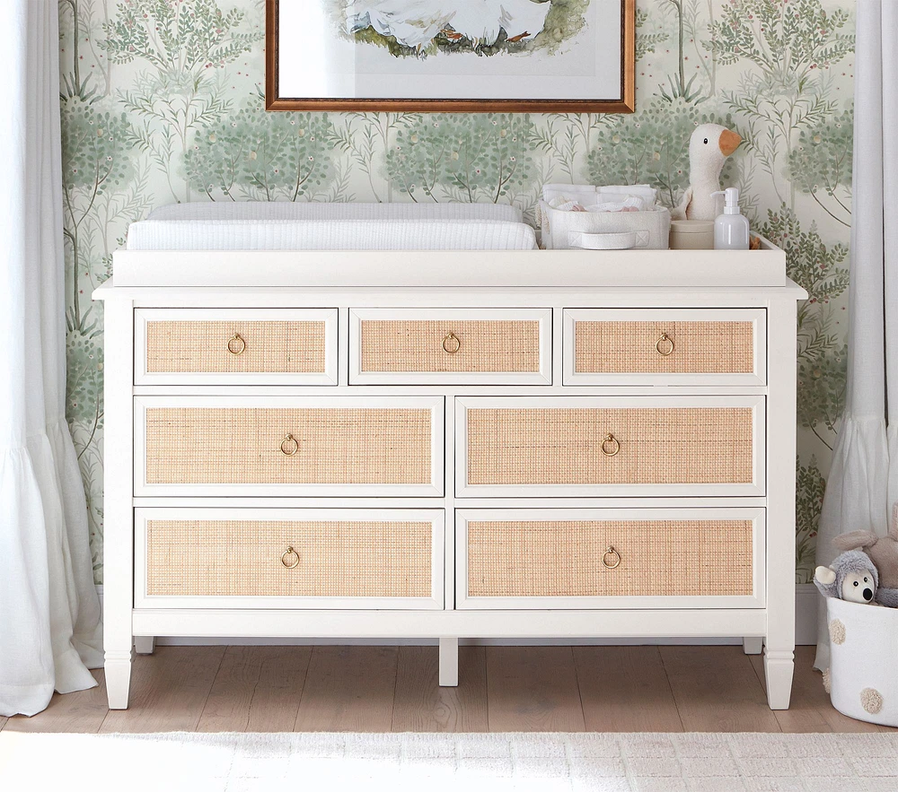 Ava Regency Caned Extra-Wide Dresser & Topper (56")