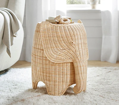 Rattan Elephant Side Table (22")