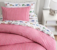 Yarn-Dyed Flannel Stripe Organic Duvet Cover & Shams