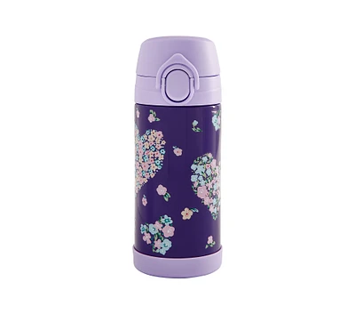 Mackenzie Plum Flower Hearts Water Bottles