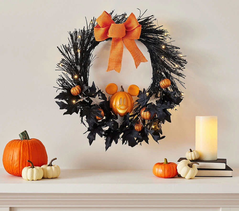 Disney Mickey Mouse Lit Pumpkin Wreath