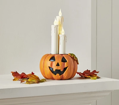 Light-Up Spooky Pumpkin with Candles