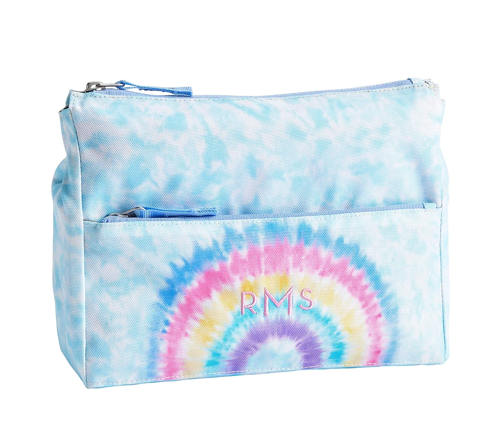 Mackenzie Aqua Bright Rainbow Tie-Dye Supplies Pouch