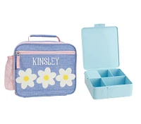 Mackenzie Blue Daisies Chenille Lunch & Bento Bundle, Set of 2