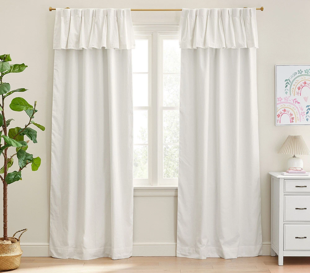 Pinch Pleat Valence Pom-Pom Blackout Curtain