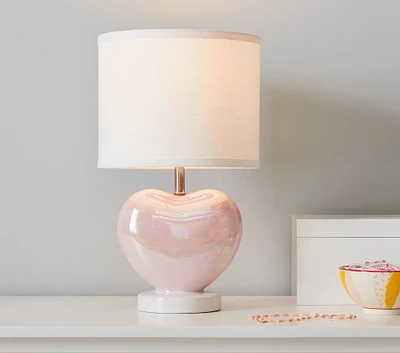 Iridescent Heart Table Lamp (17")