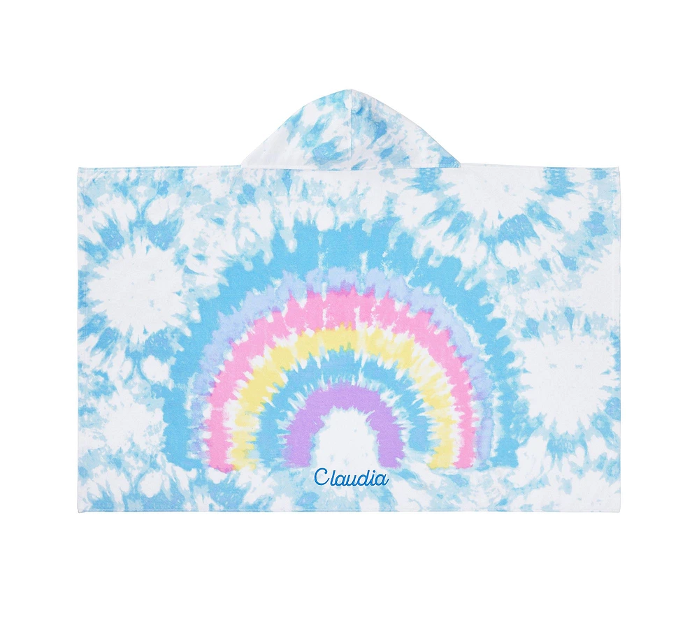 Rainbow Tie-Dye Kid Beach Hooded Towel